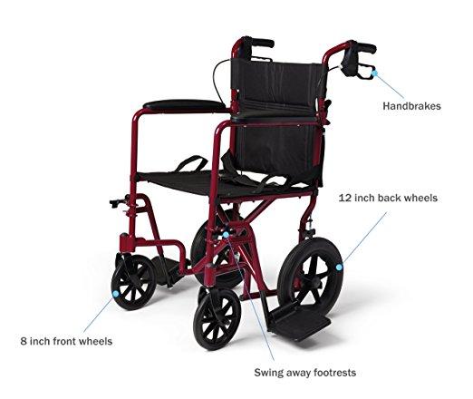 Companion wheelchair - Lightweight Transport Adult Folding Wheelchair with Handbrakes